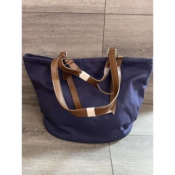 Isaac Mizrahi Live! Bridgehampton Tote Bag with Stri Classic Navy One Size - Picture 2 of 6